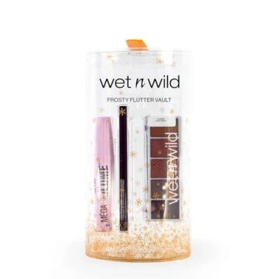 Afbeelding van Wet N Wild Frosty Flutter Vault, 12 delige make upset met zwarte mascara, mega volume, eyeliner en 2 oogschaduwpaletten, langdurige gemakkelijk te verven, geschenkdoos