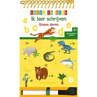 Afbeelding van Blok met spiraal en viltstift: Ik leer schrijven Stoere dieren