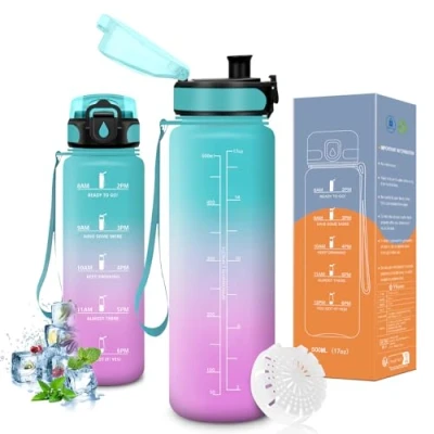 Afbeelding van Vikaster Lekvrije drinkfles, 500 ml, drinkfles voor fiets, koolzuurhoudende dranken, sportfles kinderen, school, fitness, outdoor
