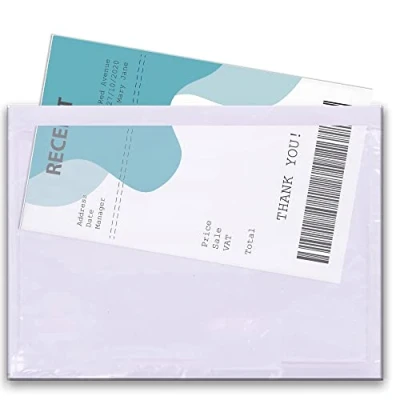 Afbeelding van Triplast Set van 1000 effen A6 documenthoezen (158 x 110 mm) Transparante kunststof enveloppen om af te pellen en verzegelen Facturen, verpakkingslijsten notities