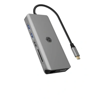 Afbeelding van ICY BOX IB DK4061 CPD, Avec fil, USB 3.2 Gen 1 (3.1 1) Type C, 100 W, 3,5 mm, 10,100,1000 Mbit/s, Gris