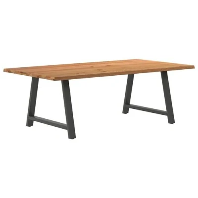 Image de vidaXL Table à manger marron clair bois de chêne massif rectangulaire3305117