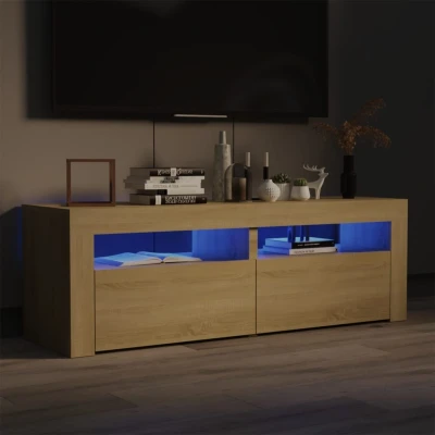 Afbeelding van Tv meubel met LED verlichting 120x35x40cm sonoma eikenkleurig