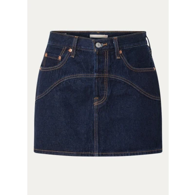 Afbeelding van Levi&#039;s dames Western mini spijkerrok met siernaad in de kleur Indigo, maat: W29