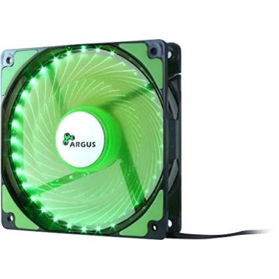 Afbeelding van Intertech L12025 120mm ventilator Groen 1200rpm 33 LED spiraalvormige effect rubberen pads vloeistofkoker (120 mm, 1 x), PC ventilator,