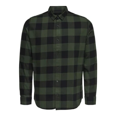 Image de ONLY &amp; SONS Male Chemise à manches longues carreaux, marron, XL