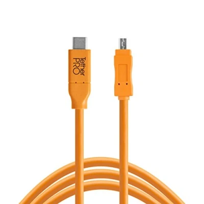 Afbeelding van TetherPro USB C naar 2.0 Mini B 8 polig, 4,6 m (oranje hoge zichtbaarheid)