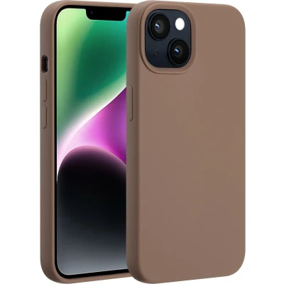 Afbeelding van Accezz Hoesje Geschikt voor iPhone 14 Siliconen Liquid Silicone Backcover MagSafe Lichtbruin