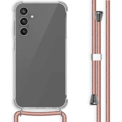 Afbeelding van iMoshion Hoesje Geschikt voor Samsung Galaxy A25 met koord Backcover Rosé Goud