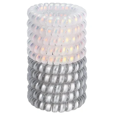Afbeelding van JessLab Haarelastiekjes met spiraalbinding, 10 stuks, zonder strepen, kunststof, haarspoelen, paardenstaarten, houders beschadiging, haaraccessoires voor meisjes en vrouwen, verschillende