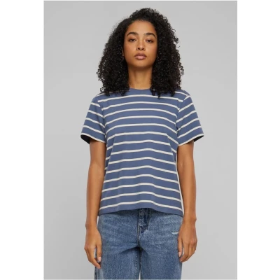 Afbeelding van Urban Classics Striped Boxy Dames T shirt 5XL Wit/Blauw