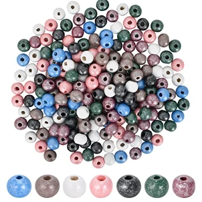 Afbeelding van 200 stuks 8 mm houten kralen, kleurrijke ronde kralen om te knutselen, verschillende kleuren voor het maken van sieraden, armbanden, halskettingen