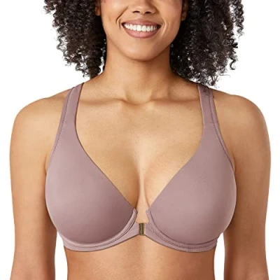 Afbeelding van Delimira Beha met sluiting aan de voorzijde, volledige cup plunge, racerback, beugel, zonder vulling, Mochaccino, 115G