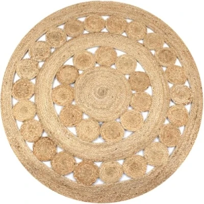 Image de vidaXL Tapis Jute design tressé 120 cm Rond245343