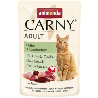 Afbeelding van animonda Carny Maaltijdzakjes 12 x 85 g Kattenvoer Kip &amp; Konijn
