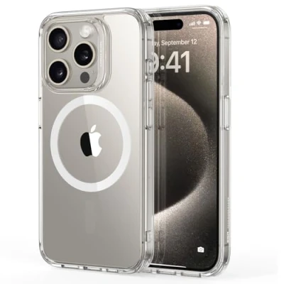 Afbeelding van ESR Classic Hybrid HaloLock hoesje Geschikt voor Apple iphone 15 Pro Max Compatibel met MagSafe en Back Cover Magneet Transparant