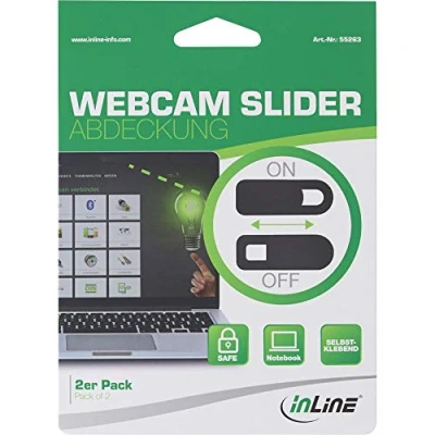 Afbeelding van InLine Webcam Slider Cover 2 Pack, Beveiliging van notebooks, Zwart
