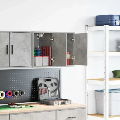 Afbeelding van Garagewandkasten 2 st bewerkt hout betongrijs