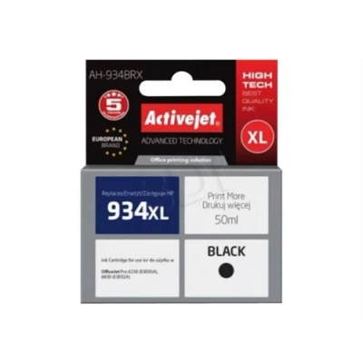 Image de ActiveJet Premium AH 934BRX 50 ml Capacité XL noir compatible cartouche d&#039;encre (alternative pour : HP 934XL) pour Officejet 6812, 6815, 6820; Pro 6230, 6230 ePrinter, 6830, 6835