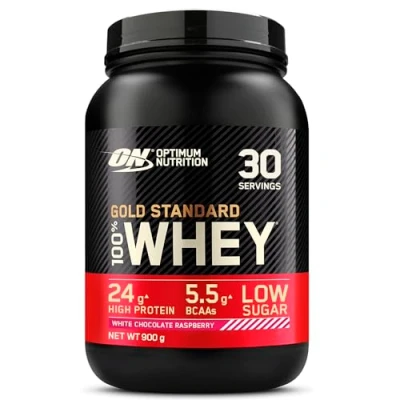 Afbeelding van Optimum Nutrition 100% Whey Gold Standard 908gr White Choco Raspberry