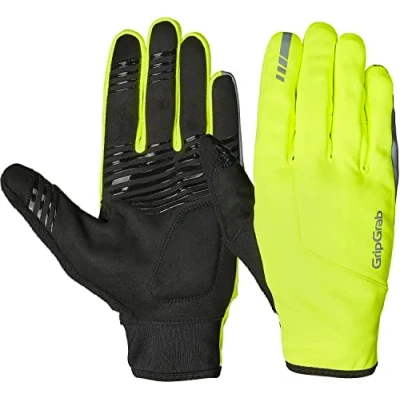 Afbeelding van GripGrab Hurricane 2 Winddichte Lente Herfst Fietshandschoenen Lange Vinger met Padding Geel Hi Vis Unisex Maat M