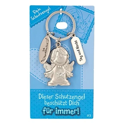 Afbeelding van Depesche 7518 003 metalen beschermengel sleutelhanger, geluksbrenger met engel, sleutelhanger en liefdesboodschap, voor familie, vrienden kennissen
