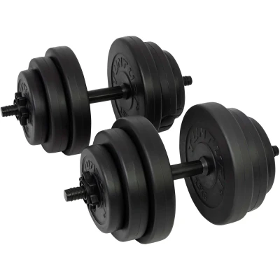 Afbeelding van Tunturi Gewichten Halterset Dumbbell Set 2 Stuks Totaal 28kg Zwart Vinyl incl. gratis fitness app