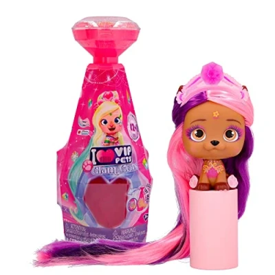 Afbeelding van VIP PETS Glam Gems S5 verrassingshondenpop om te verzamelen met glanzende en langharige look voor het stylen decoreren sieraden, cadeauspeelgoed meisjes jongens vanaf 3 jaar