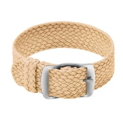 Afbeelding van Ullchro Horlogebandje, van nylon, uniseks, met roestvrijstalen zilveren gesp, beige, 22mm, Riemen.