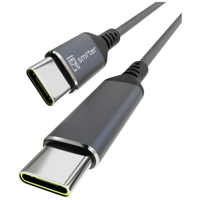 Afbeelding van Smrter USB C kabel 2.0 stekker, stekker 0.4 m Antraciet Met OTG functie, Rond, Stoffen mantel SMRTER_SPEEDY100_S_AT