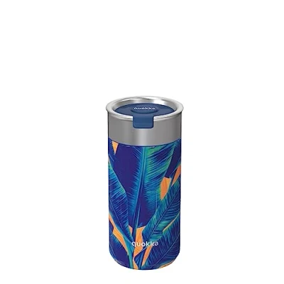 Afbeelding van Quokka Boost Blue Jungle 400 ml Thermo reisglas van roestvrij staal voor koffie met thee ei