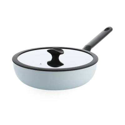 Afbeelding van BK Enjoy wok Ø 28cm deksel PFAS vrij lichtblauw koelgrepen ovenbestendig tot 160