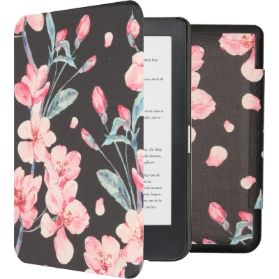 Afbeelding van Hoesje geschikt voor Kobo Clara HD E reader iMoshion Design Slim Hard Case Bookcase Blossom Watercolor Black