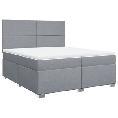 Afbeelding van vidaXL Sommier à lattes de lit avec matelas Gris clair 200x200cm Tissu