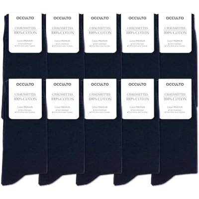 Afbeelding van Occulto 10 PACK 100% Baumwolle Business Sokken, Heren, Maat: 39 42, Navy