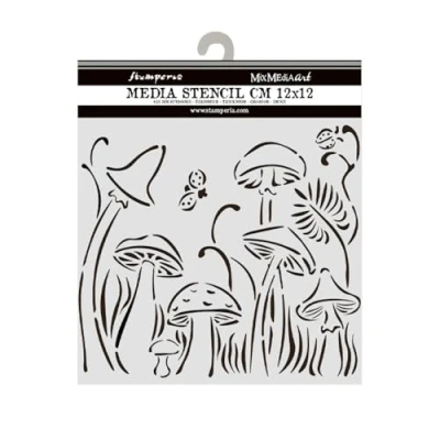 Afbeelding van Stamperia Hidden Grove Thick Stencil 12x12cm Mushrooms (KSTDS31)