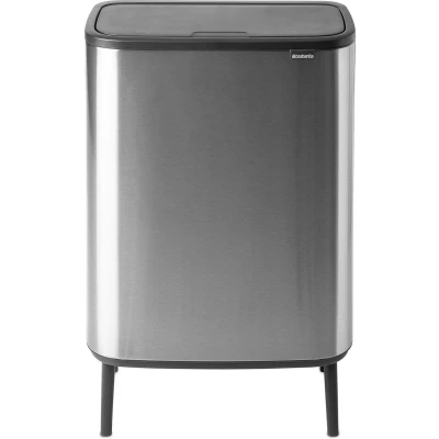 Afbeelding van Brabantia Bo Touch Bin Hi Prullenbak Met Deksel Op Pootjes 60 Liter Zilver