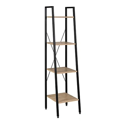 Afbeelding van WOLTU RGB9284hei Boekenrek, van hout en staal, ca. 34 x 35 148 cm, zwart + licht eiken