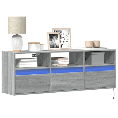 Afbeelding van vidaXL Tv wandmeubel met LED verlichting 130x31x45 cm grijs sonoma