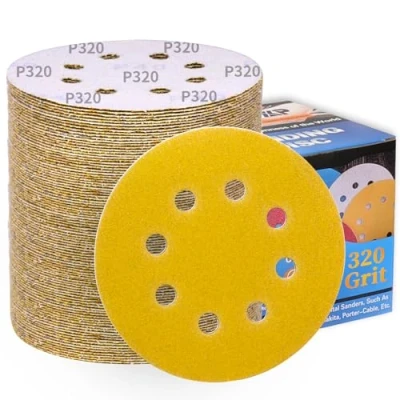 Afbeelding van 100 stuks schuurschijven 125 mm klittenband 320 voor excentrische schuurmachines 8 gaten professionele schuurbladen hout, metaal, ontroesten en lakken