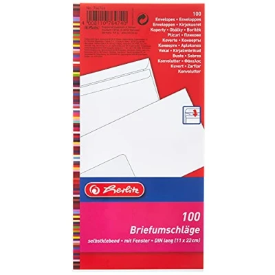Afbeelding van Herlitz Paper 24 lot van 100 enveloppen DIN lang wit met venster