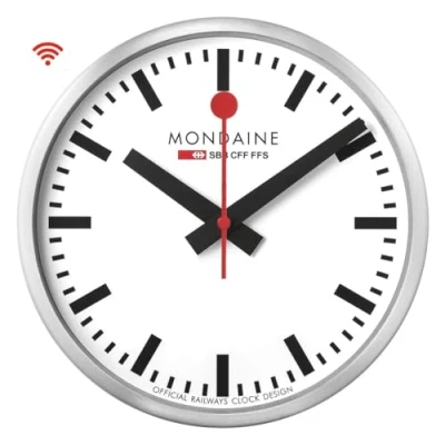 Afbeelding van Mondaine Stop2go Wifi Wandklok Stationsklok Diameter 25 centimeter MSM.25S11