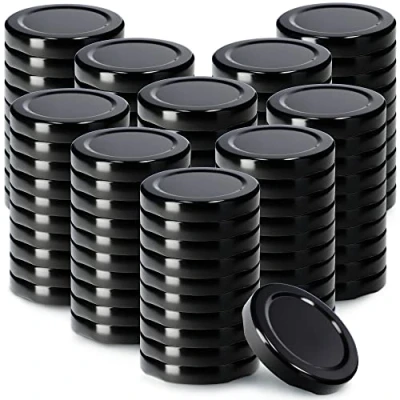Afbeelding van KADAX 100 stuks schroefdeksels Ø 53 mm metaal geschikt voor weckpotten van 115 ml, met 4 inkepingen, zwart