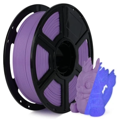 Afbeelding van FLASHFORGE Snel PLA filament voor 3D printers, fosforescerend, 1,75 mm, helder paars, max. 500 mm/s, hoge druk, langdurig lichteffect