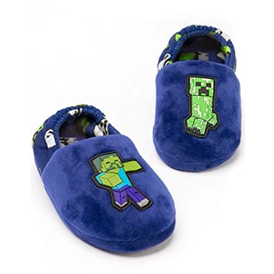 Afbeelding van Minecraft Slippers Bios Kids Blue Creeper Vs Zombie TNT House schoenen, Blauw