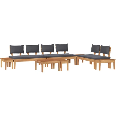 Afbeelding van vidaXL 5 delige Tuinbank Set met Kussens Massief Hout Teak