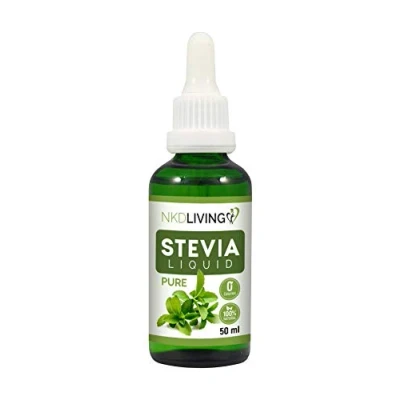 Image de NKD Living Pure Stevia Liquid Drops 50 ml Stevia, non aromatisé avec compte gouttes en verre (autres saveurs également disponibles : vanille, caramel, chocolat)