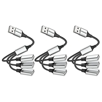 Afbeelding van USB 1 tot 3 poorten splitterkabel, MOGOOD type A splitter stekker naar bus 2.0 adapter power verlengkabel weg hub voor opladen / gegevensoverdracht