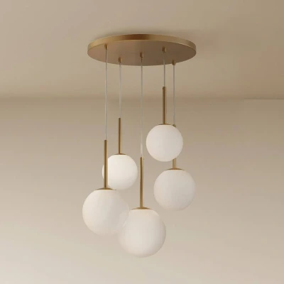 Afbeelding van Hanglamp Maytoni Basic vorm, goud, Ø 58 cm 5 lamps, glas