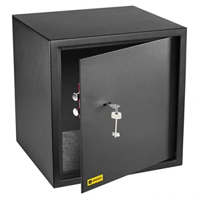 Afbeelding van HomeSafe HV38K sterke kist met hoogwaardig slot, 38 x 35 cm (h b d), satijn, zwart